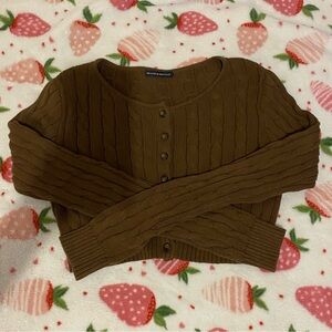 brown cropped cardigan